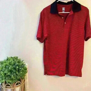PGA Tour Golf Shirt - Medium red and black striped